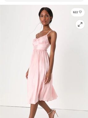 Lulu's Blush Pink Spaghetti-Strap Midi Dress